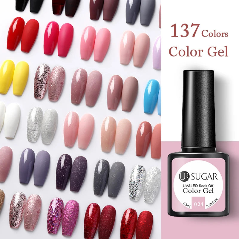 Gel Nail Polish Set - 7.5ml Semi-Permanent Nail Art UV LED Soak Off