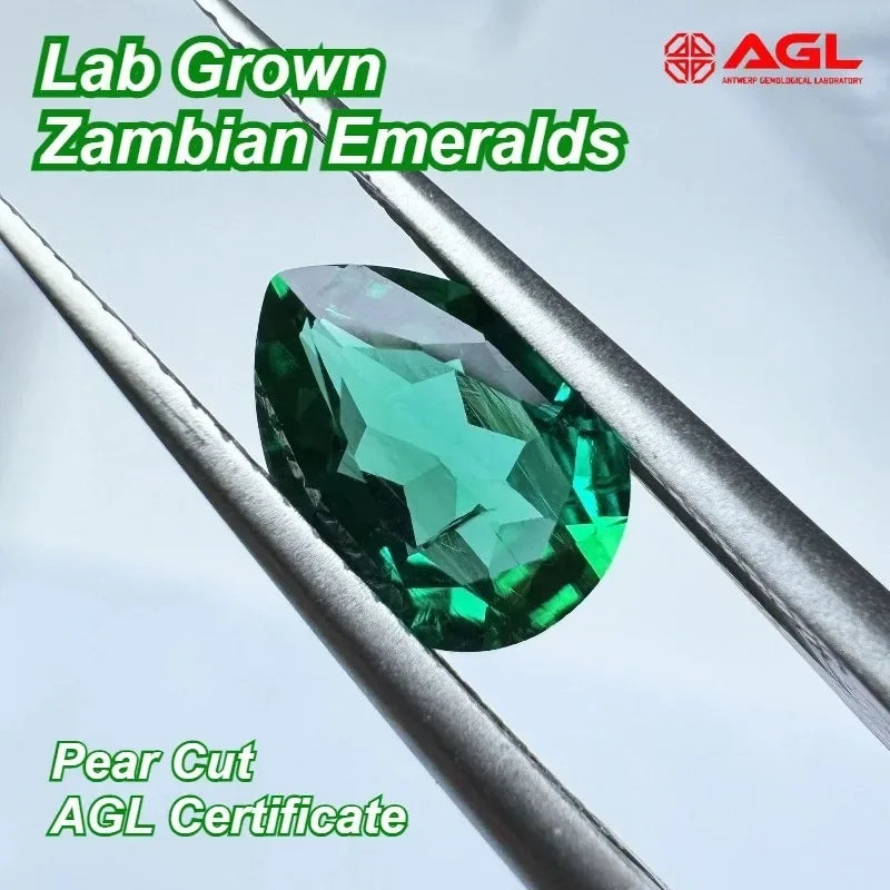 Lab Grown Zambian Emerald Cut Gemstone with Hydrothermal Growth and Certificate