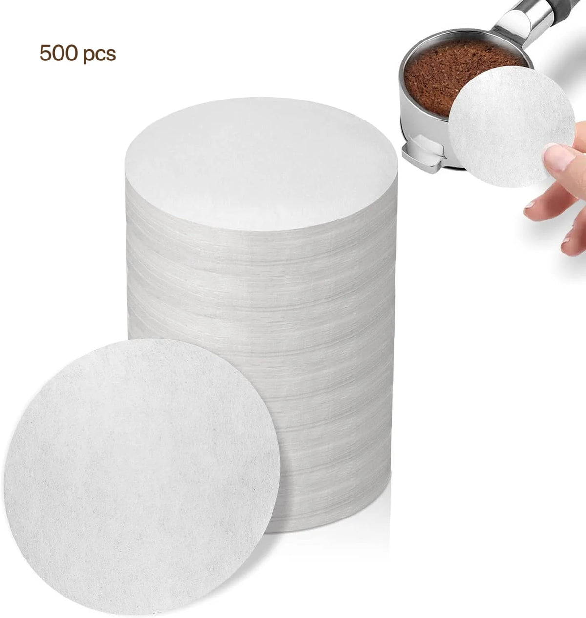 500 Pcs Unbleached 58mm Coffee Filter Puck Screen for Espresso Machines