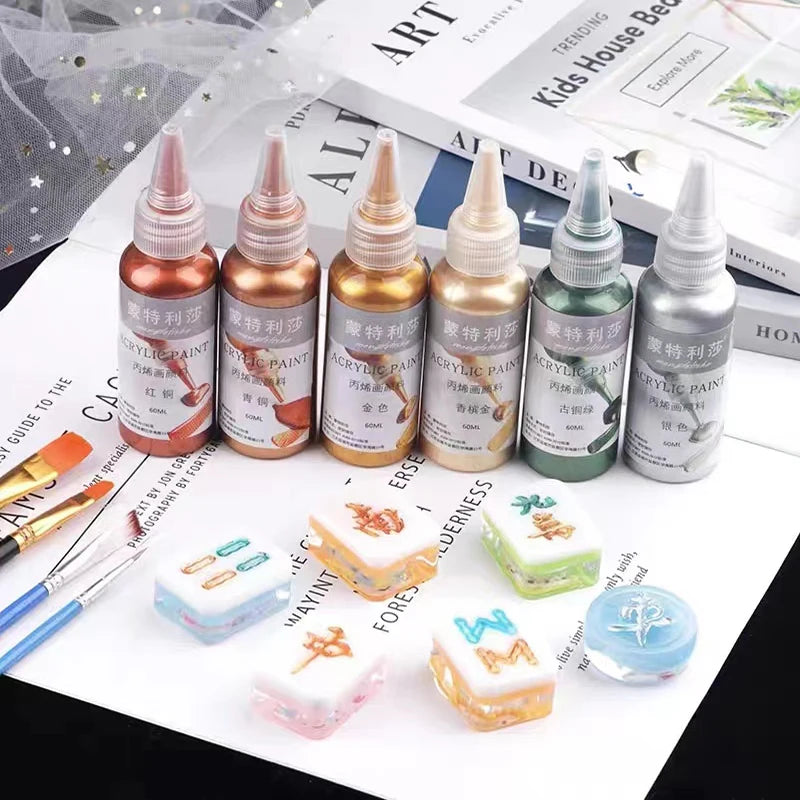 Metal Acrylic Paint 60ml Resin Pigment for Jewelry Crafting & DIY Art