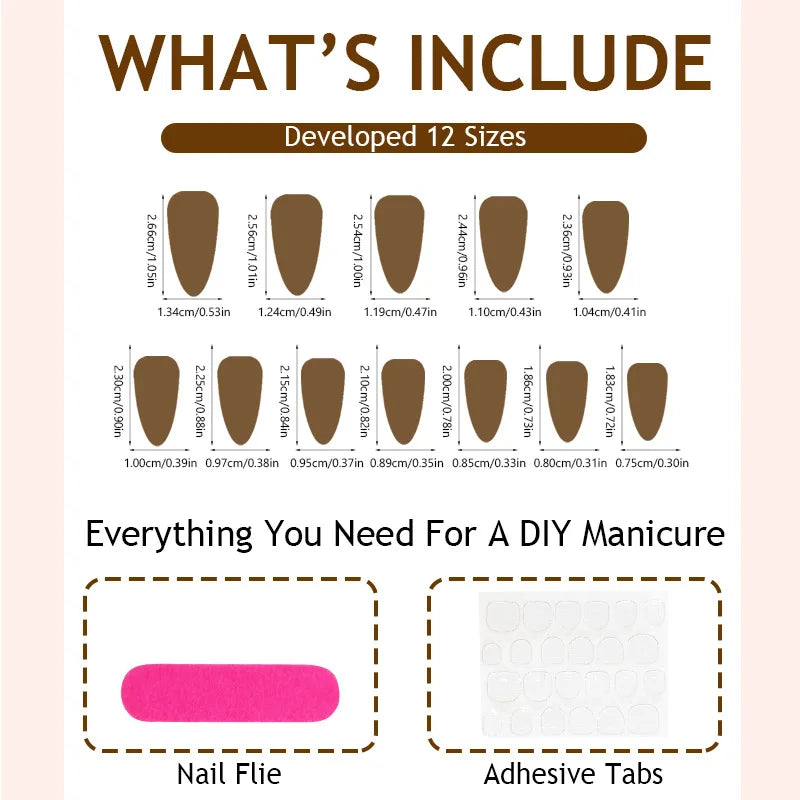 24Pcs Long French Press-On Nails - Dark Edgy & Elegant Fake Nail Set
