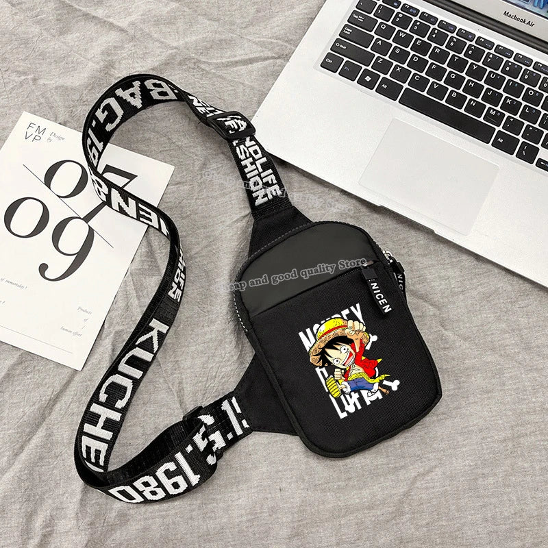 Men's Small Chest Bag with Multiple Compartments - Anime Figure Messenger Waist Bag