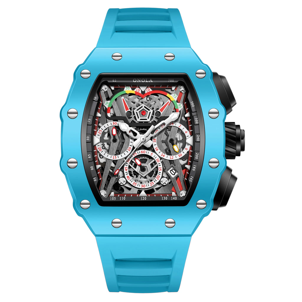 Men's Multi-Functional Waterproof Quartz Watch with Luminous Silicone Strap