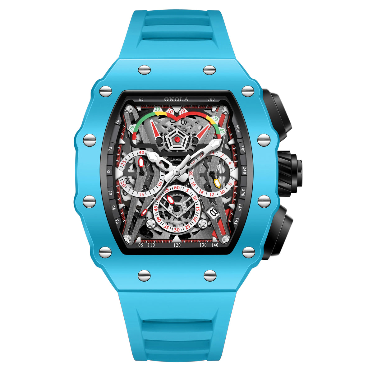 Men's Multi-Functional Waterproof Quartz Watch with Luminous Silicone Strap
