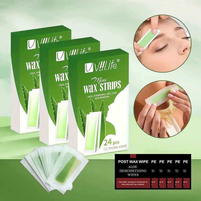 Painless Fast Hair Removal Wax Strips for Face & Body - Multiple Colors