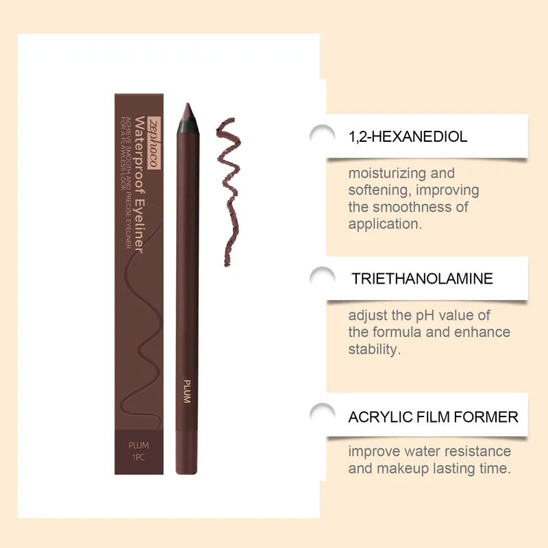 Waterproof Eyeliner Pencil - Smudge-proof, Long-lasting, Creamy Gel Formula, 1 Piece