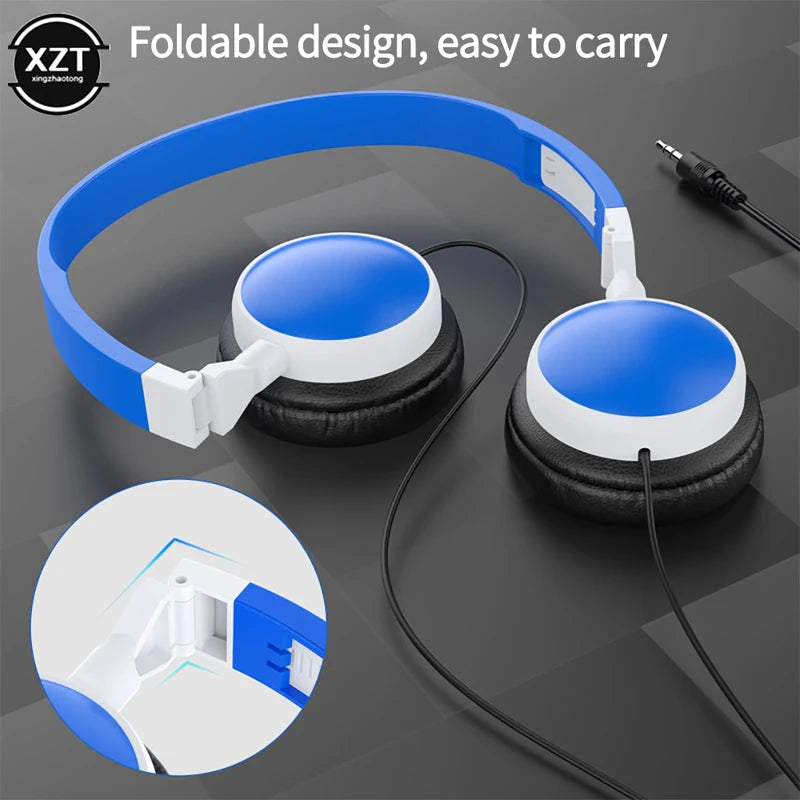 Wired Foldable 3.5mm HiFi Headphones with Bass for Gaming Music Phone