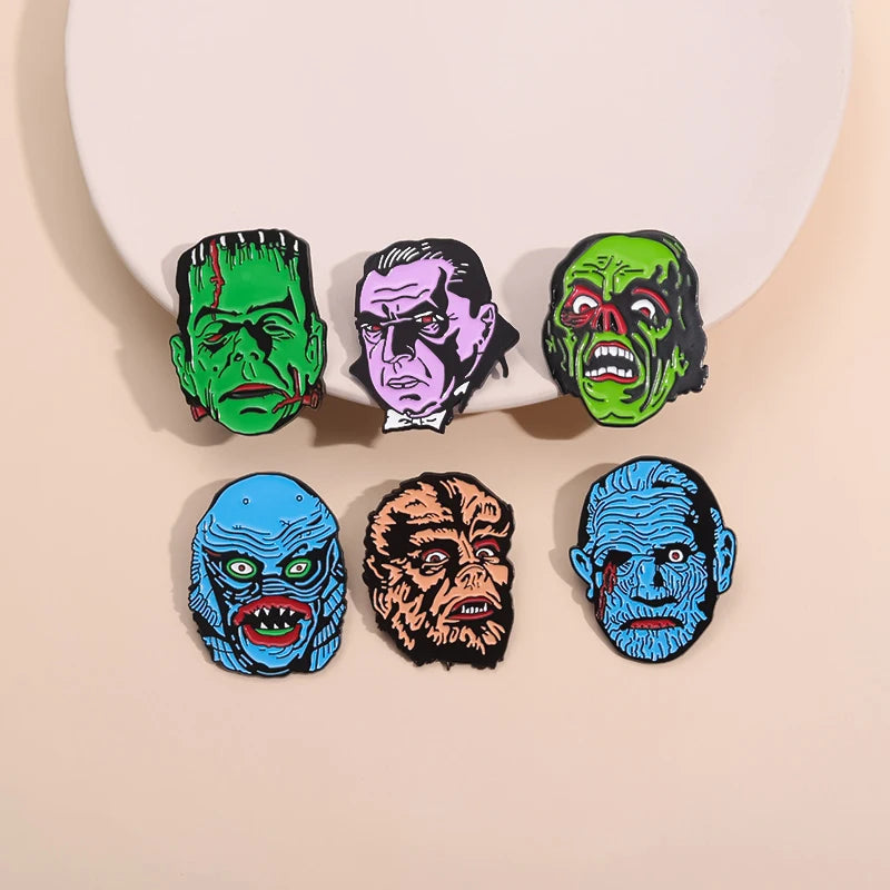 Halloween Horror Movie Collection Enamel Pin - Mask Film Brooch Lapel Badge Punk Jewelry Gifts