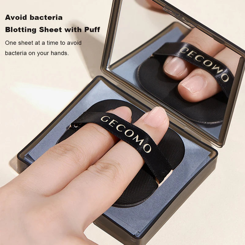 Oil Control Blotting Sheets with Case & Powder Puff for Oily Skin - 200pcs