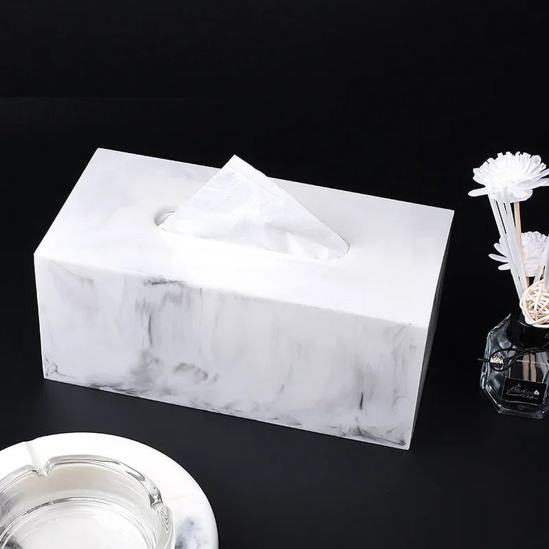 Resin Tissue Box Holder for Bathroom Kitchen Living Room - Black & White