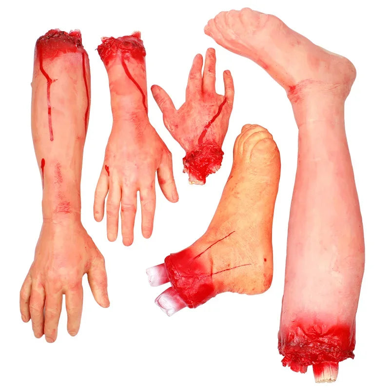 Halloween Bloody Prop Human Body Parts Set - Fake Brain Hand Foot Leg Decor