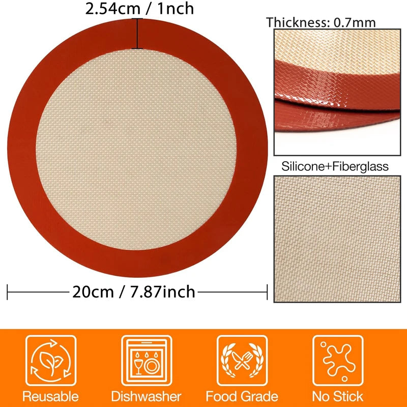 Round Silicone Baking Mat 8/9/10 Inch Non-Stick Reusable Baking Sheet Liners