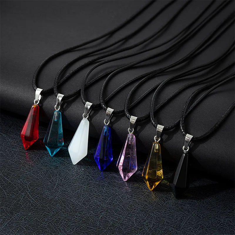 Natural Quartz Crystal Pendant Necklace 7-Piece Set - Healing Gemstone Jewelry