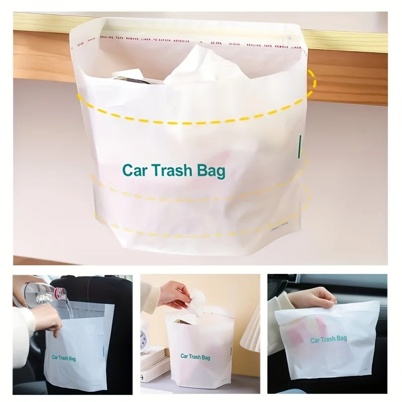 Disposable Car Trash Bags Self-Adhesive Garbage Pouch Portable Waste Storage