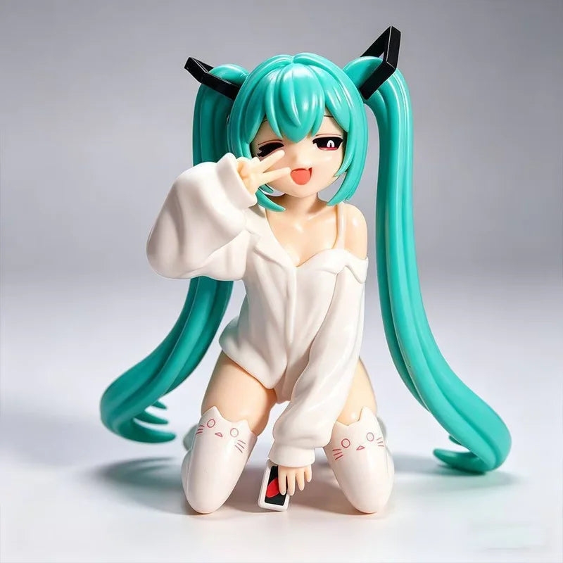 Hatsune Miku Anime Girl Collectible Figure White Pajama Desktop Statue for Adult Collectors