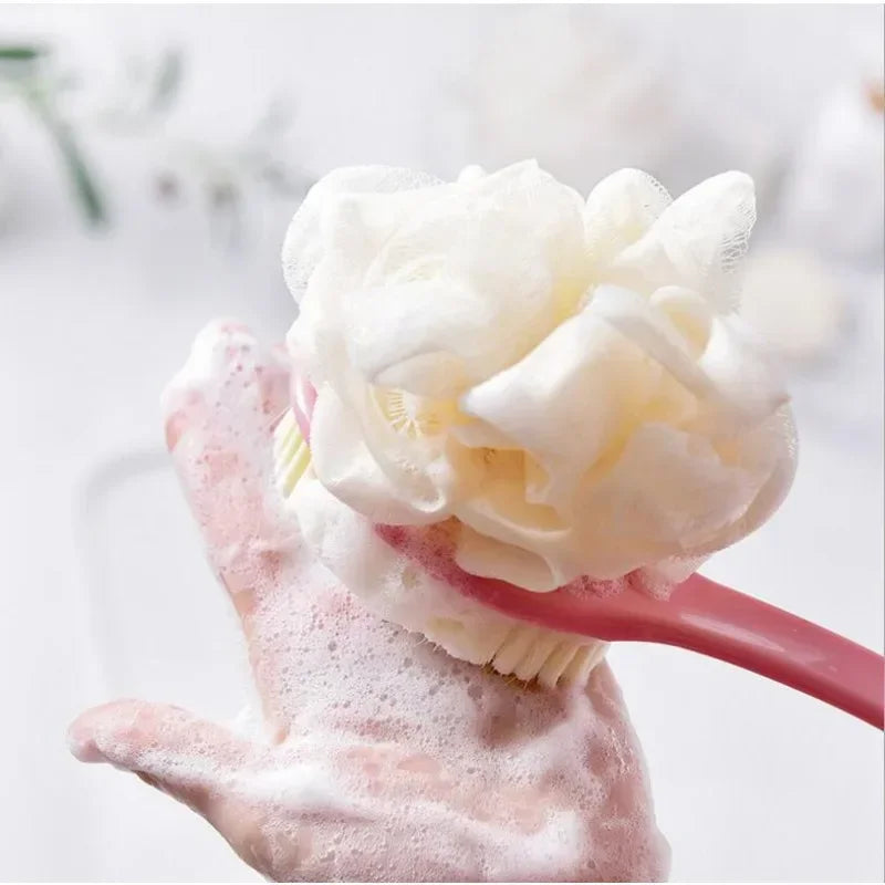 2-in-1 Soft Back & Body Exfoliating Bath Brush with Non-Slip Handle