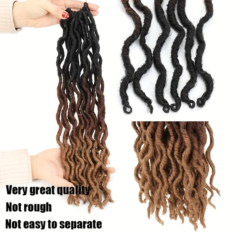 Faux Locs Crochet Hair 12 Strands Gypsy Wavy Dreadlocks 3 Tone Curly Styles