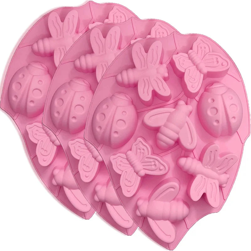 Silicone Insect Mold Butterfly Ladybug Bee Cake & Ice Cube Tray Reusable
