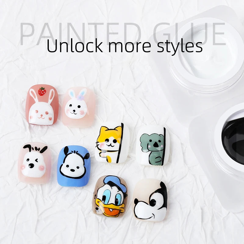 5ml Nail Art UV Gel Polish Set - Black White Colors 3D Flower Design Soak Off