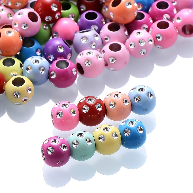 50pcs Acrylic Shiny Beads for Jewelry Making - 7x8mm Big Hole Spacer Beads
