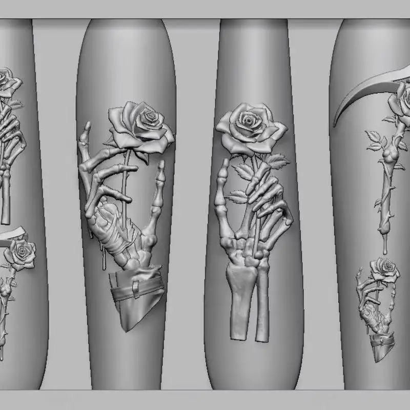 Silicone Nail Art Mold Skull Rose Flower Skeleton Hand Design DIY Craft Tool