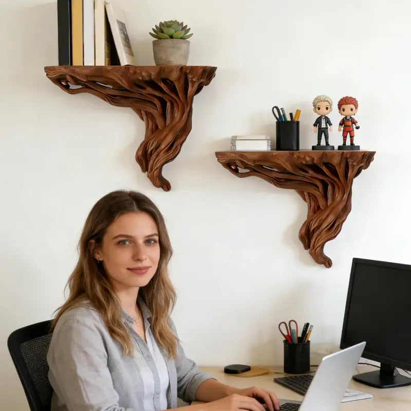 Tree Root Wall Shelf Bohemian Rustic Floating Storage Rack Wall Mount Decor