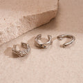 Set of Silver Plated Geometric Ear Cuff Earrings Non-Piercing Jewelry for Women & Girls