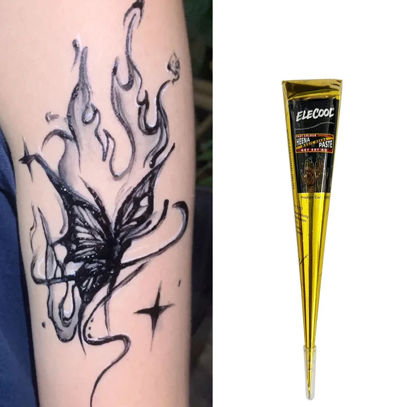 Temporary Body Tattoo Paste Black Henna for DIY Tattoo Stickers Waterproof & Sweatproof