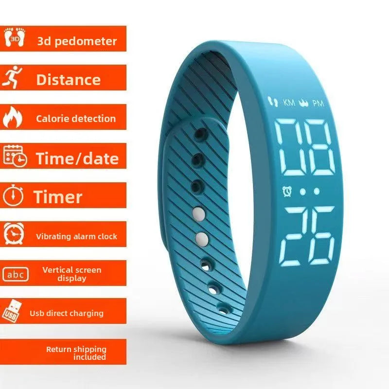 Unisex Digital Sport Watch Waterproof Silent Vibration Alarm Pedometer