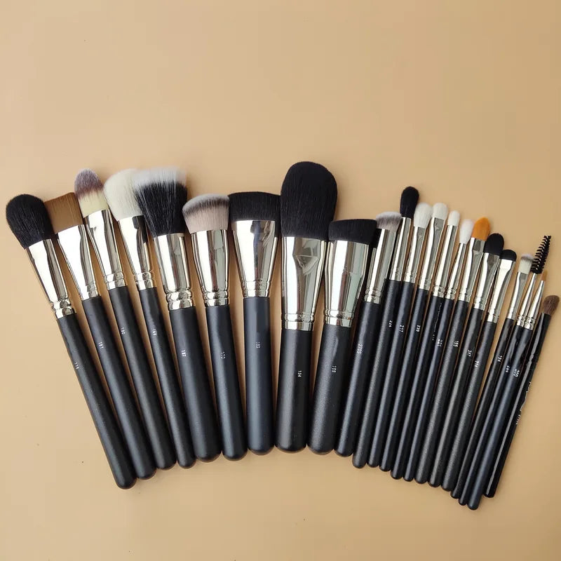 Premium Makeup Brushes Set for Face Eyeshadow Contouring - Animal Hair, Wooden Handle