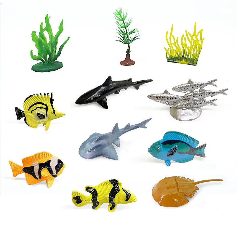 56-Piece Underwater Marine Animal Model Set - Mini Coral, Octopus, Crab, Lobster