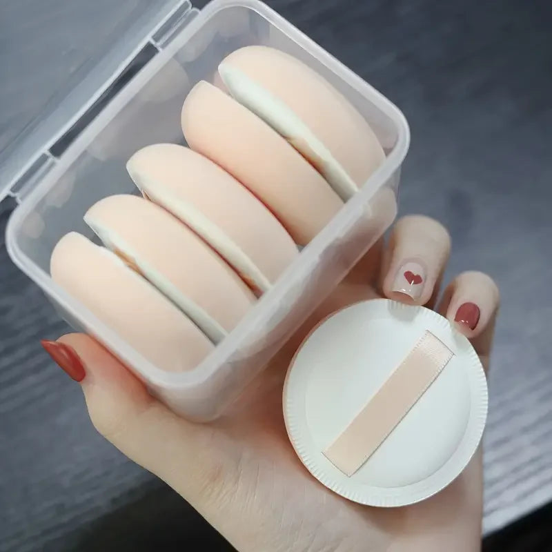 5pcs Portable Makeup Powder Puff Set Drop Shape Blenders for Travel & Beauty
