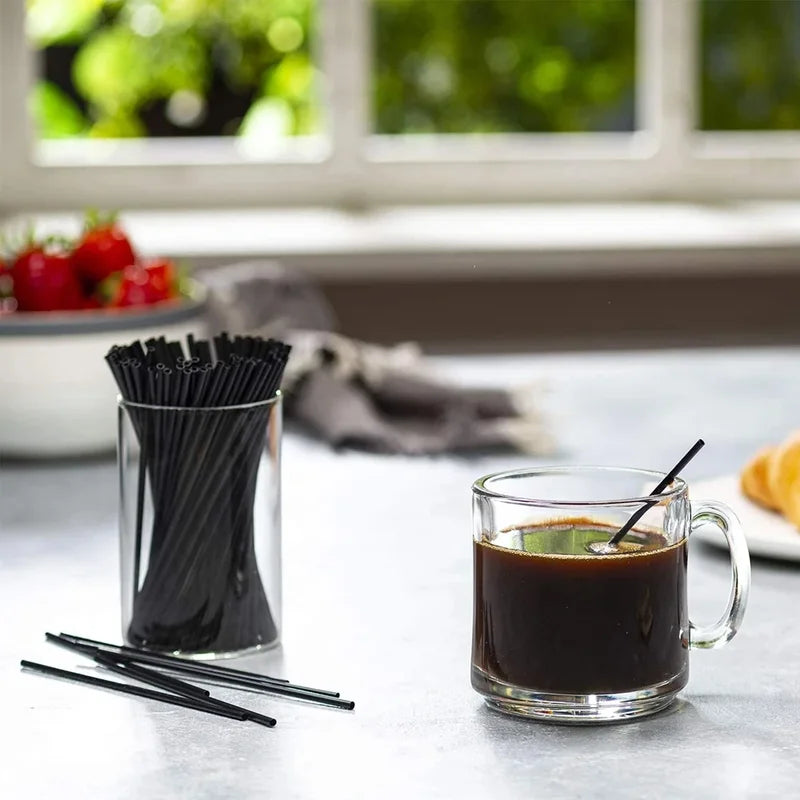 Black Drinking Straws Pack 100-6000PCS for Coffee Juice Cocktail Party Wholesale