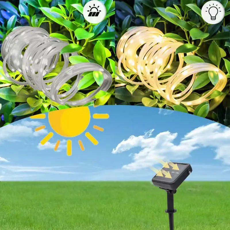 Outdoor Solar Rope Light Waterproof Garden Christmas Decoration 7m-32m