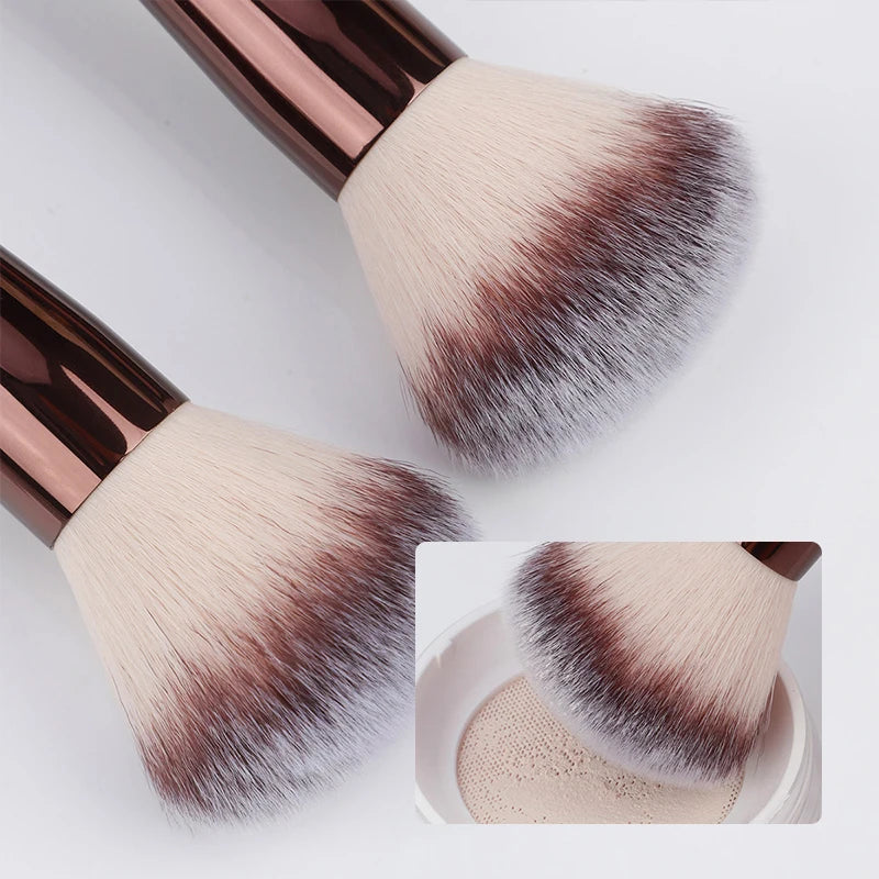 Triple-Head Makeup Brush Set with Soft Bristles - Foundation, Blush & BB Cream Tools
