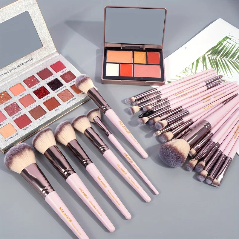 30Pcs Professional Makeup Brush Set with Bag - Versatile Foundation, Eye, Blush Brushes