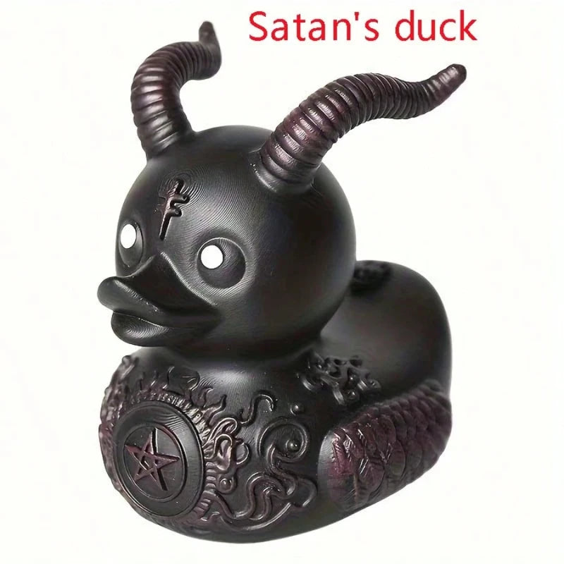 Gothic Punk Rock Duck Resin Statue Halloween Decor Animal Sculpture Home Ornament