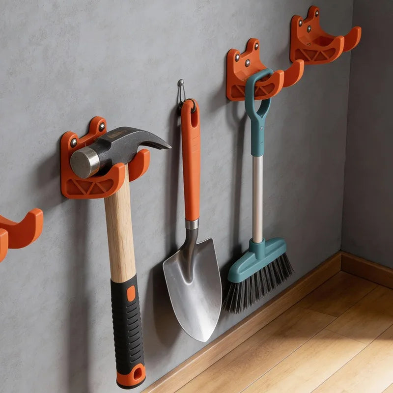 Wall-Mounted Storage Hooks for Garage Garden Tools Organizer Bracket Set