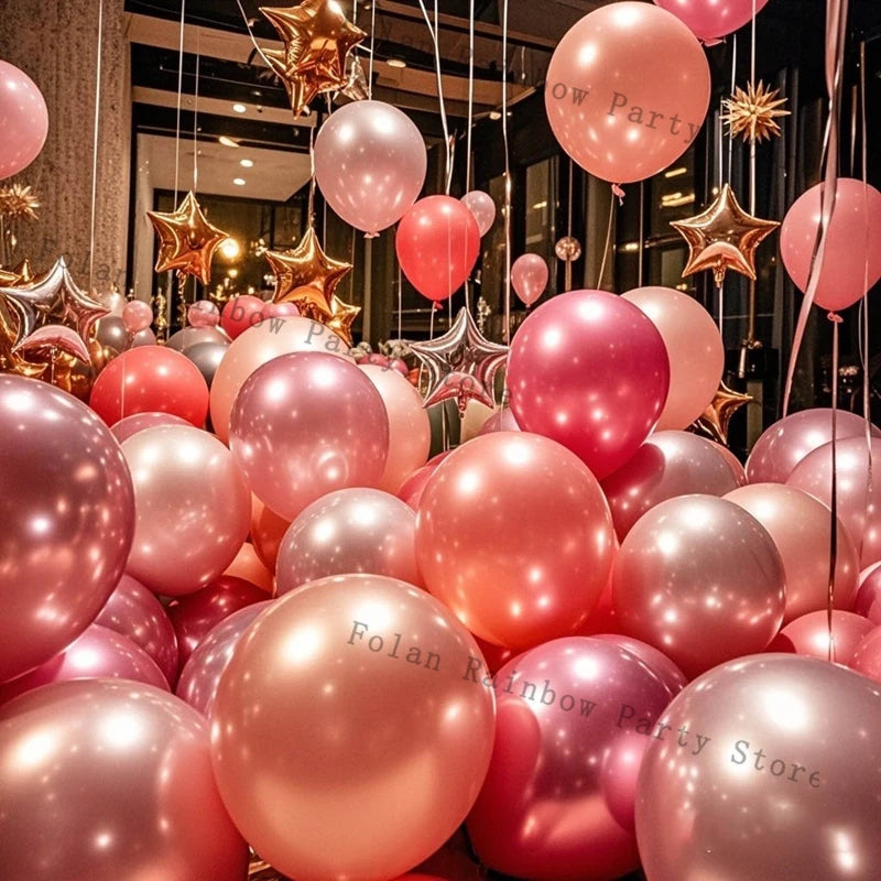 Pearl Powder Confetti Balloons for Weddings Birthdays Baby Showers Party Decorations Pink & Green