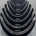 Men's 925 Sterling Silver Necklace 2-12MM Face Chain with Lobster Clasp