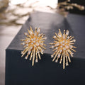 Korean Style Firework Flower Clip-On Earrings Without Piercing Zirconia Jewelry for Women