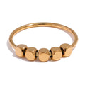 Stainless Steel Square Beaded Ring for Women - Gold Silver Color Jewelry