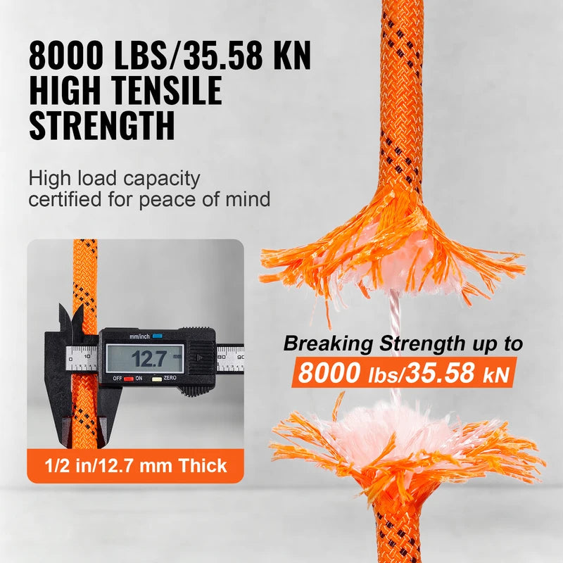 Heavy-Duty Dual-Weave Polyester Rope 220ft for Climbing, Rescue & Outdoor Use