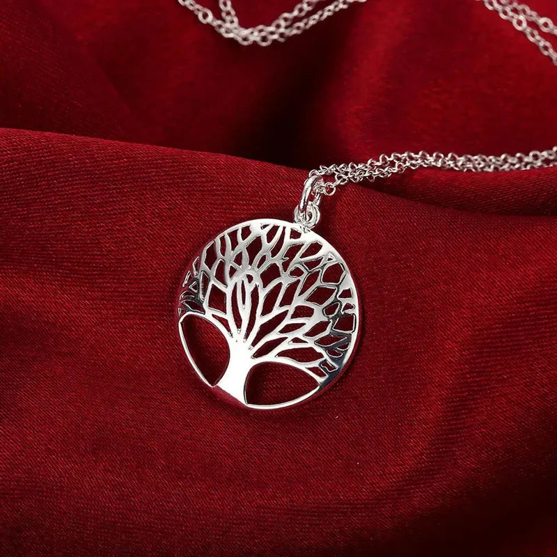 Sterling Silver Tree Charm Pendant Necklace for Women - Luxury Gift
