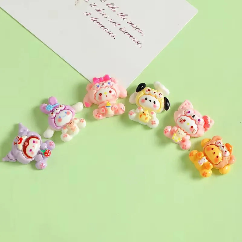 Cute Cartoon Animal Resin Phone Case Hair Clips Keychain DIY Accessories 18/20PCS