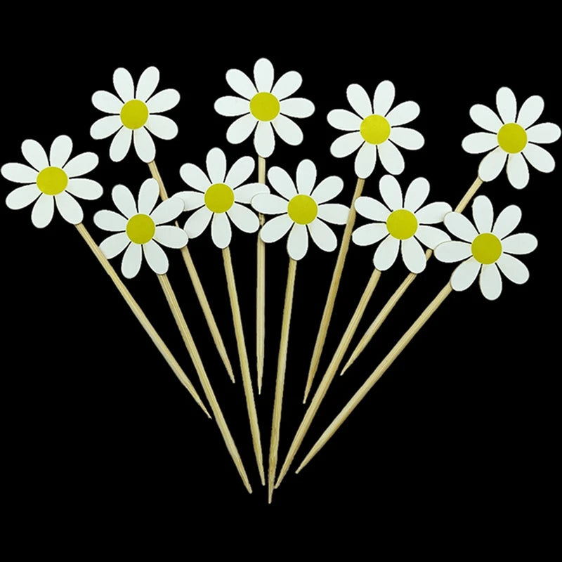 20pcs White Daisy Cake Toppers Flower Cupcake Decorations for Wedding Birthday