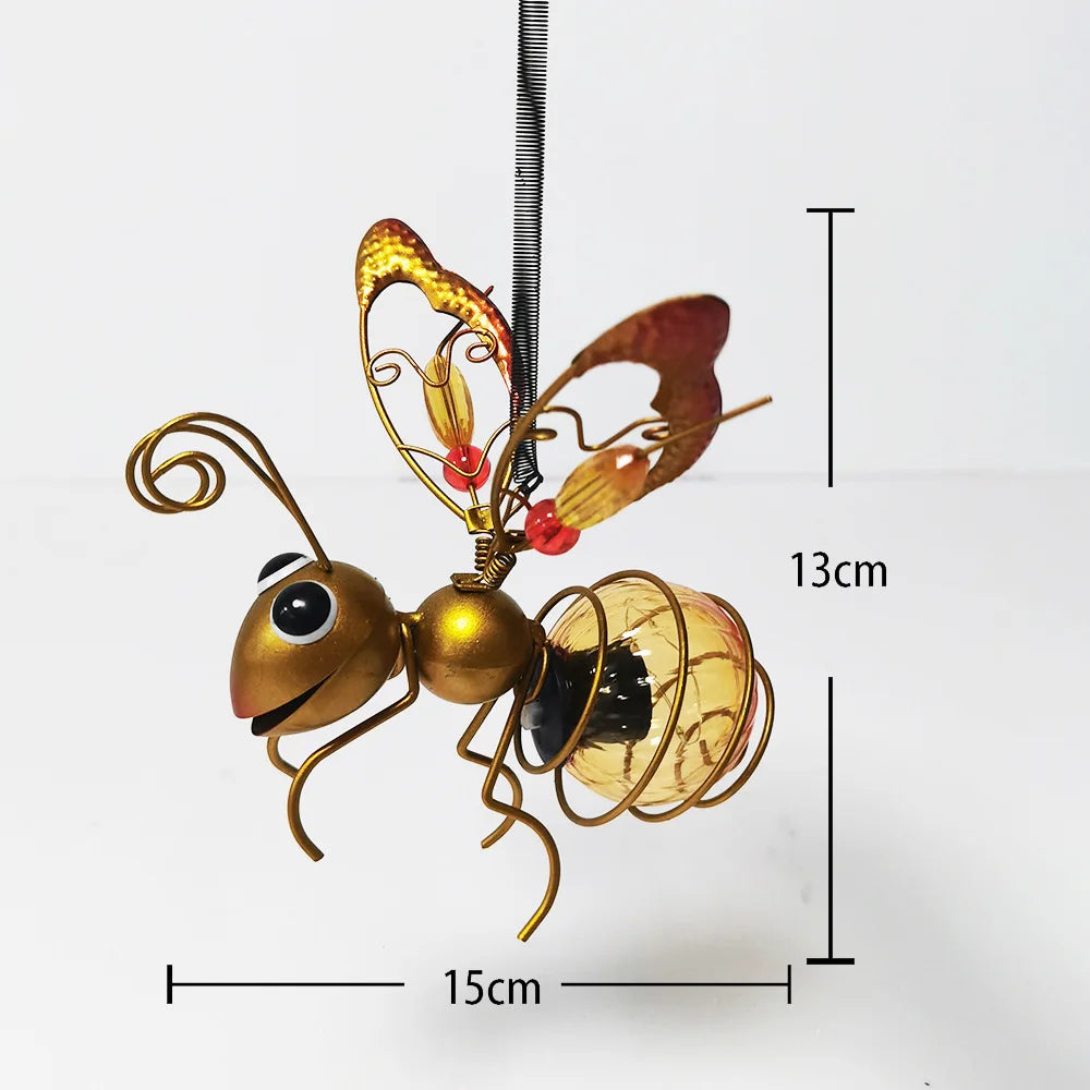 Solar Garden Insect Lantern with LED Fairy Lights - Outdoor Yard Decor