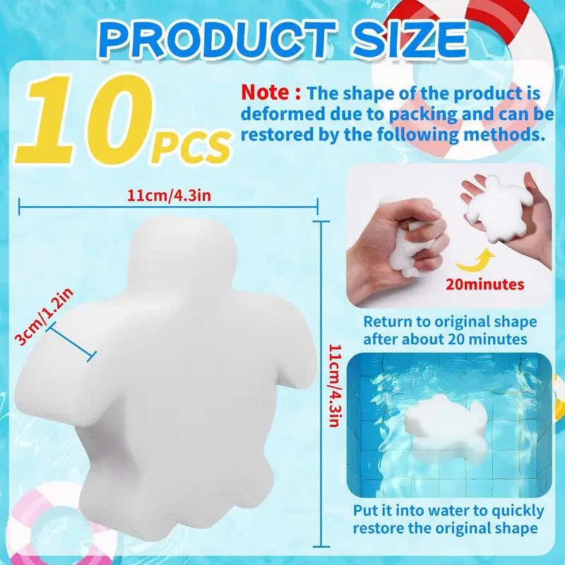 Pool Oil Absorbing Sponges - Reusable Scum & Grime Cleaners, 10 Pack