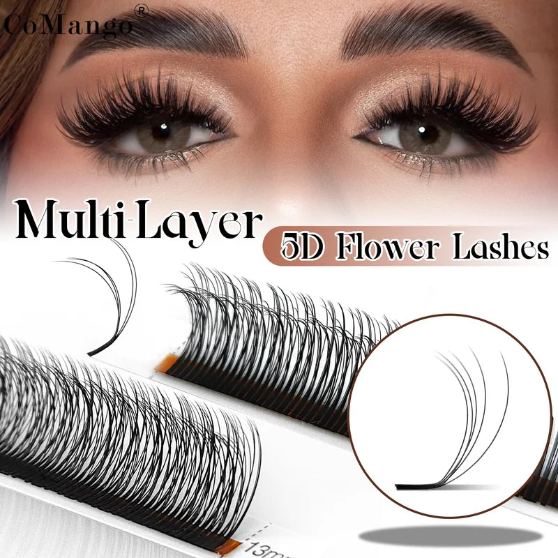 Multi Layer False Eyelash Extensions 12 Rows Natural Black Fluffy Volume Lashes