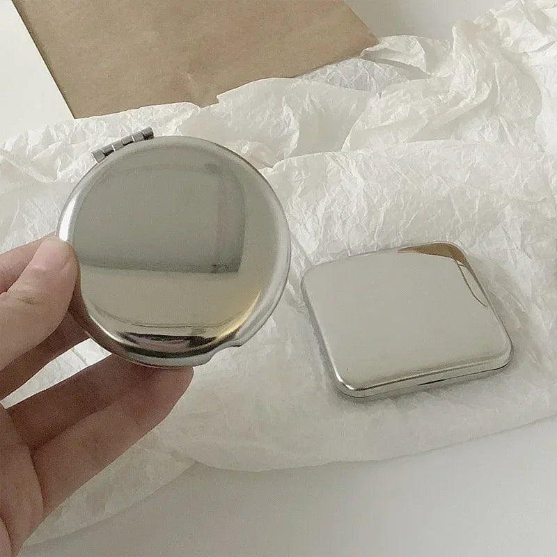 Portable Women’s Stainless Steel Makeup Mirror Pocket Foldable Compact Small